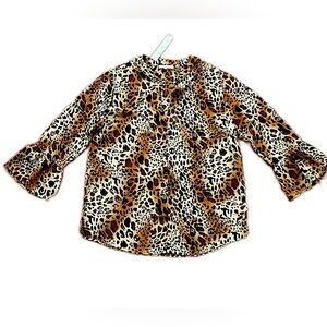 Vintage NWT Leopard Print bell sleeves Size S blouse